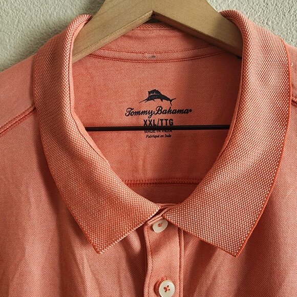 Tommy Bahama Polo Shirt Mens 2XL Coral Supima Cotton Blend Marlin Logo TB220248 - Picture 3 of 11